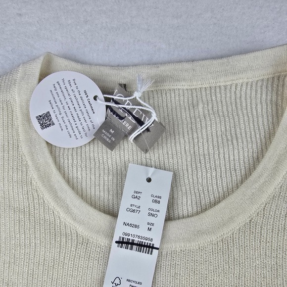 J. Crew NWT Ribbed Featherweight Cashmere Knit Short Sleeve Top Ivory Cream M - Picture 6 of 11